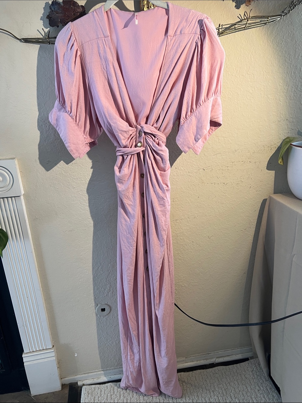 Free People Blush Pink Maxi Dress with Front Knot